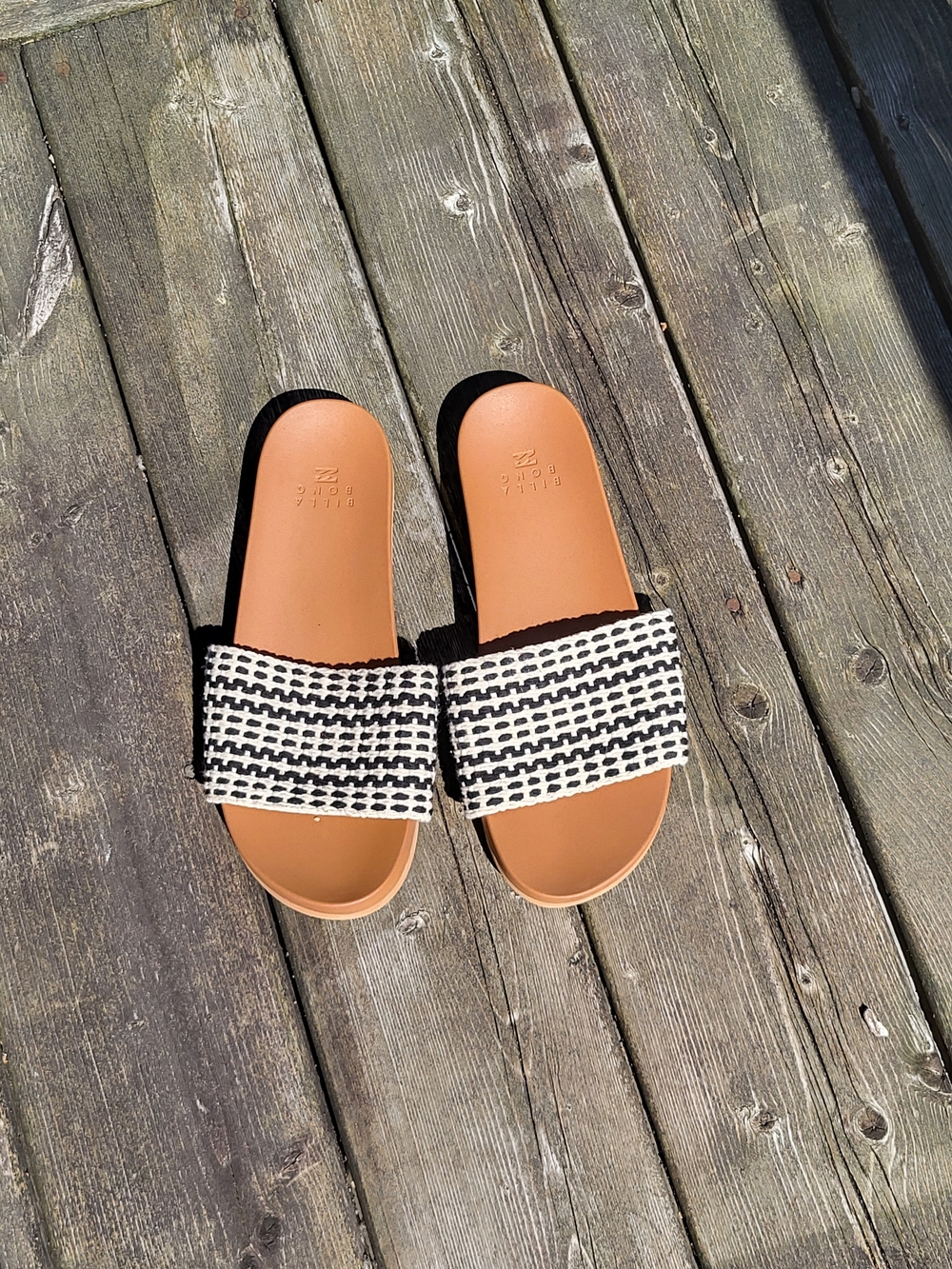 Billabobong Black & White Slide Sandals for Women